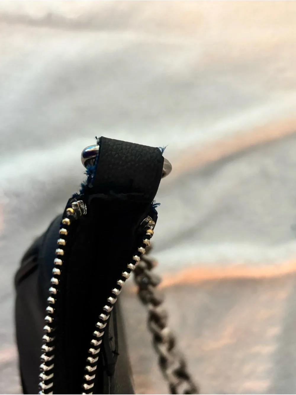 Steve Madden Black Shoulder Bag with Silver Chain